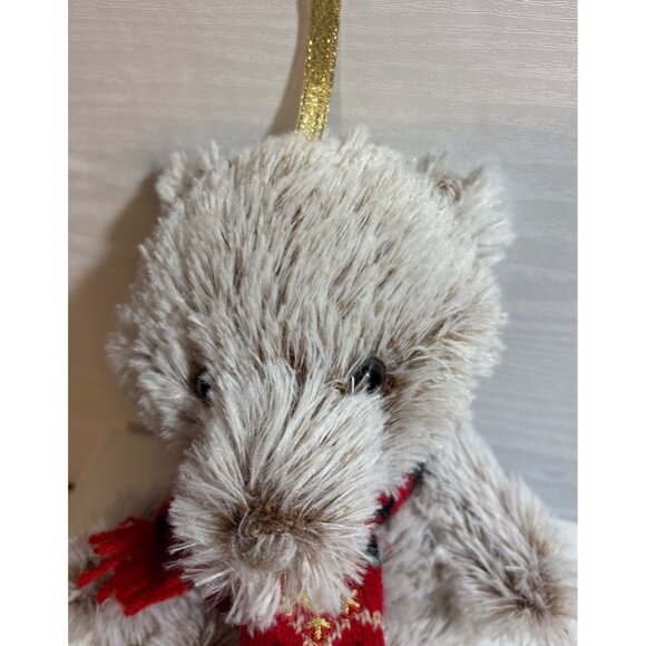 Dan Dee Ornament Holiday Teddy Bear 2022 Loop for Hanging Red Green Knit Scarf - Picture 7 of 7